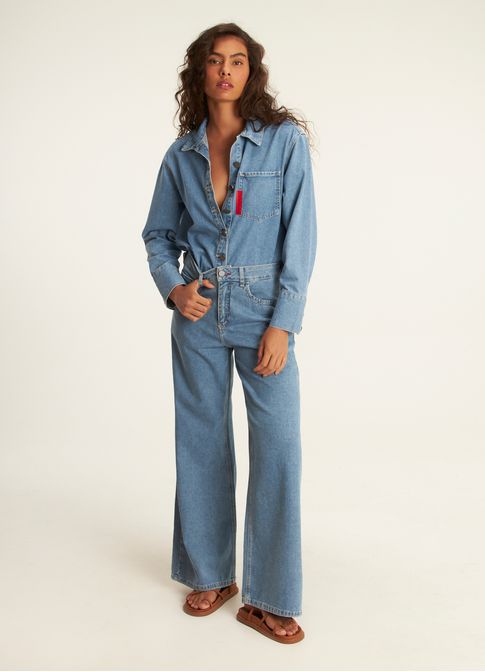 Calça jeans wide leg leve zig jeans