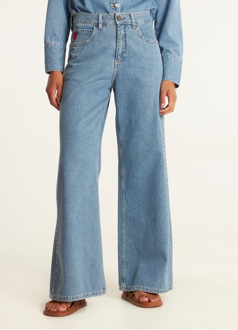 Calça jeans wide leg leve zig jeans