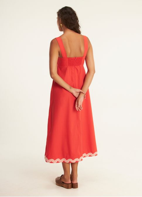 Vestido algodão leve amassadinho vermelho