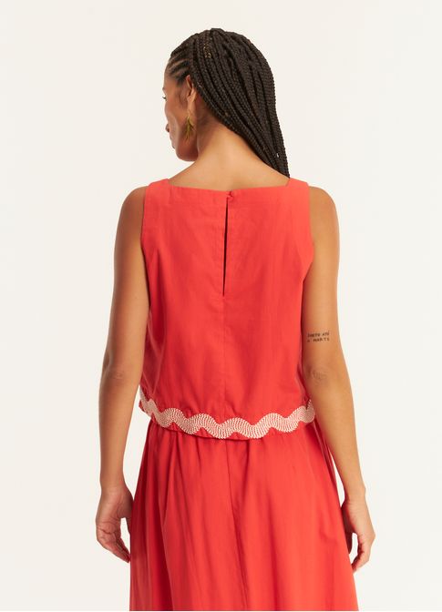 Regata shell algodão leve amassadinho vermelho