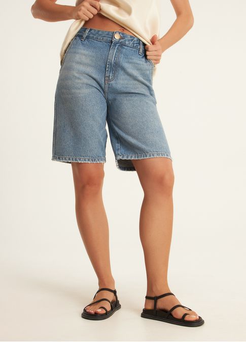 Bermuda reta jeans