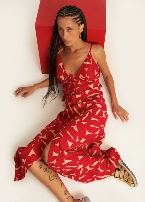 Vestido alcinha estampado bisous