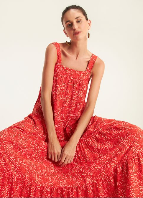Vestido alça estampado chuvisco
