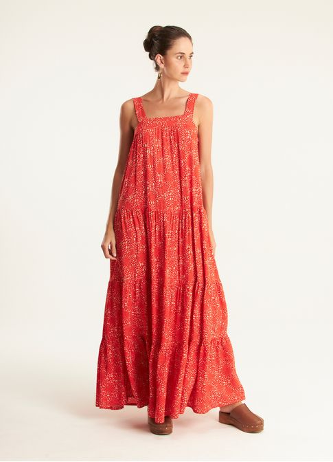 Vestido alça estampado chuvisco