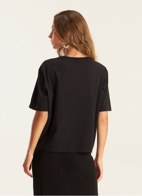 T-shirt box bordada velocidade da luz preto