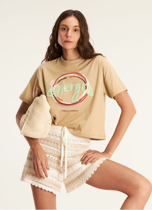 T-shirt box bordada energia caqui