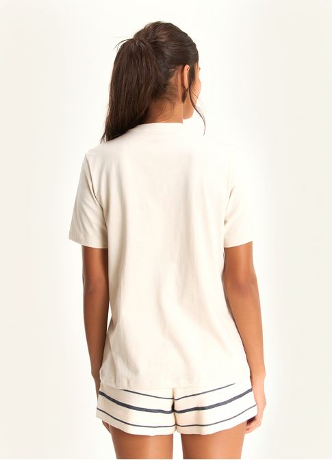 T-shirt classic bordada florescer areia
