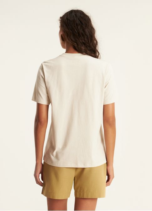 T-shirt classic bordada fluxo areia