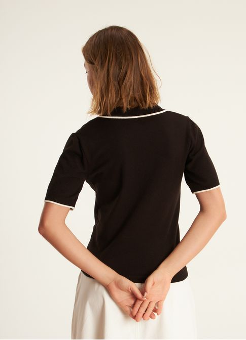 Camisa polo tricot friso lab preto