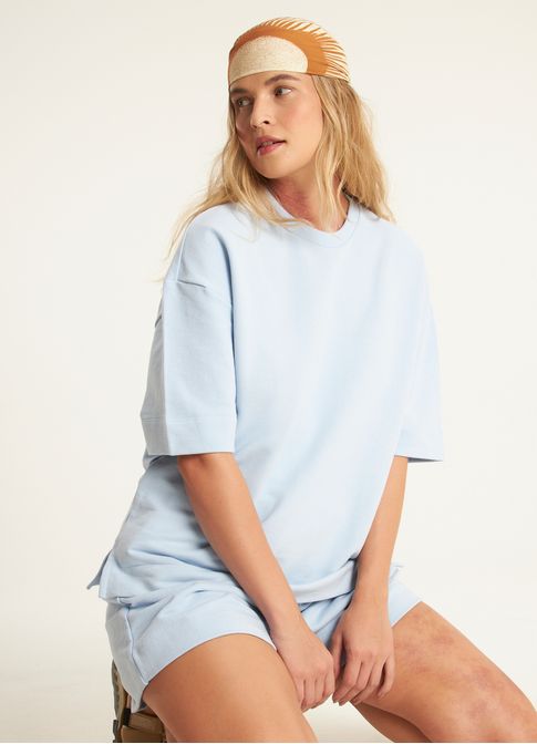 Blusa maxi moletom azul