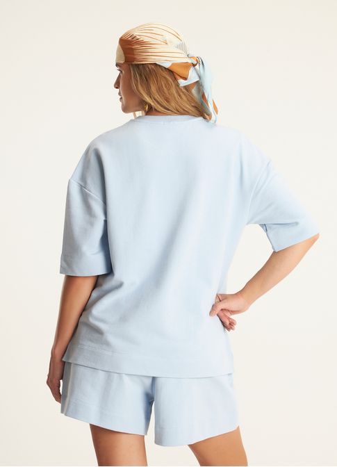 Blusa maxi moletom azul