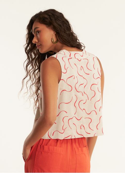 Regata shell linho bordado brisa