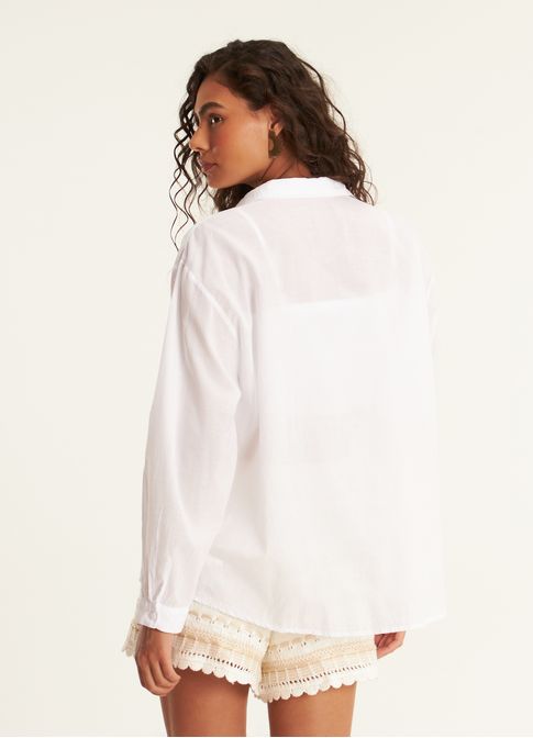 Camisa voil over com top lastex branco