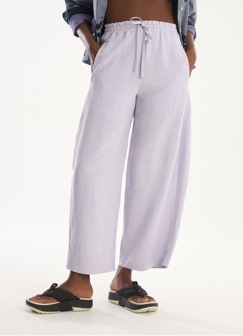 Calça linho maré lilás
