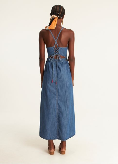Vestido jeans recortes jeans