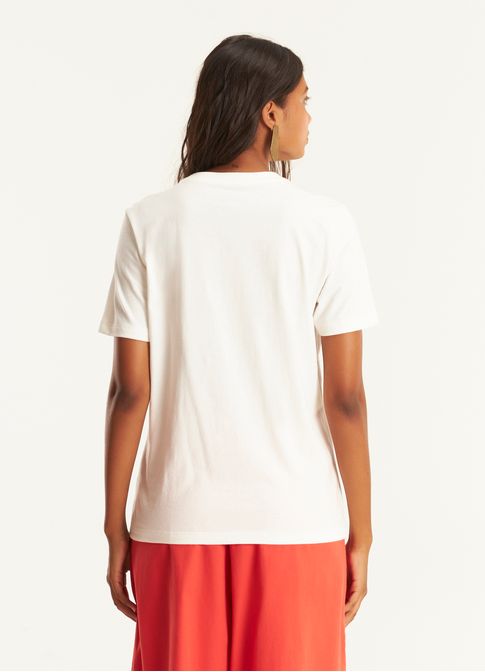 T-shirt classic bordada vivaz off white