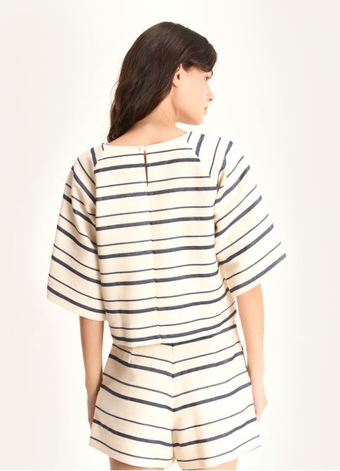 T-shirt padrão listra navy