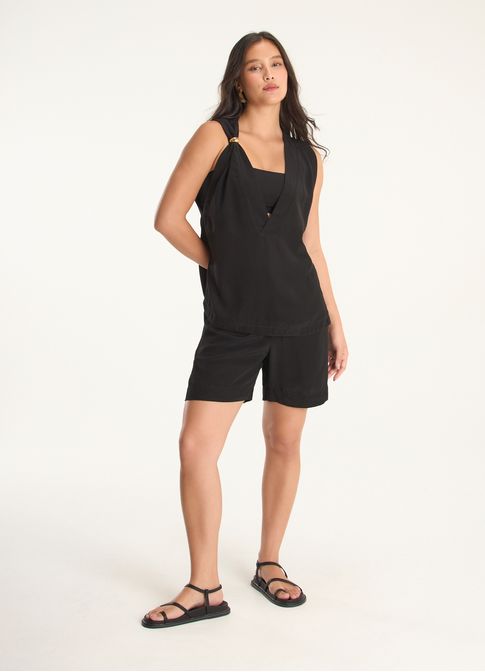 Bermuda alfaiataria viscose lunar preto