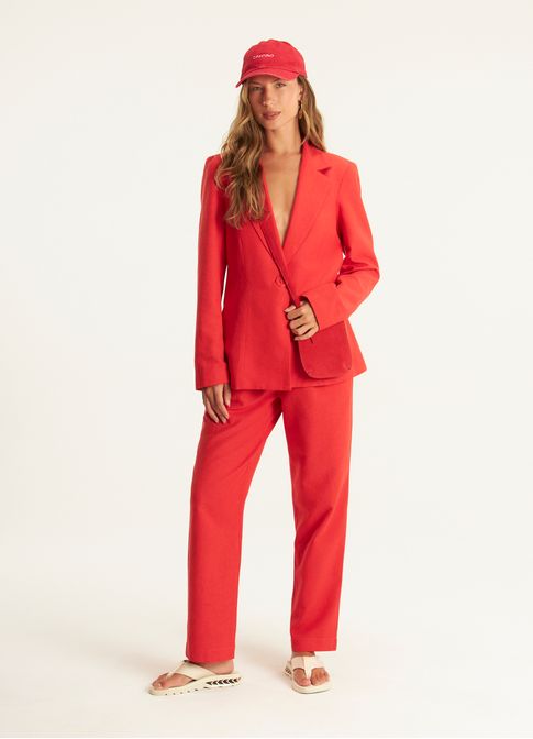 Blazer linho alfaiataria classic vermelho
