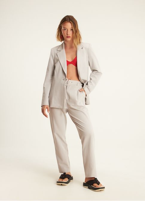 Blazer linho alfaiataria classic cinza