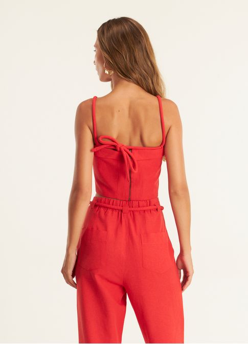 Top linho alfaiataria vermelho
