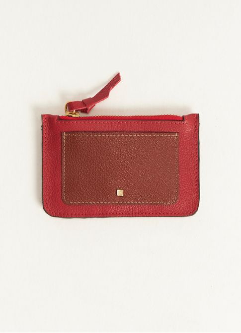Carteira mini couro vermelho