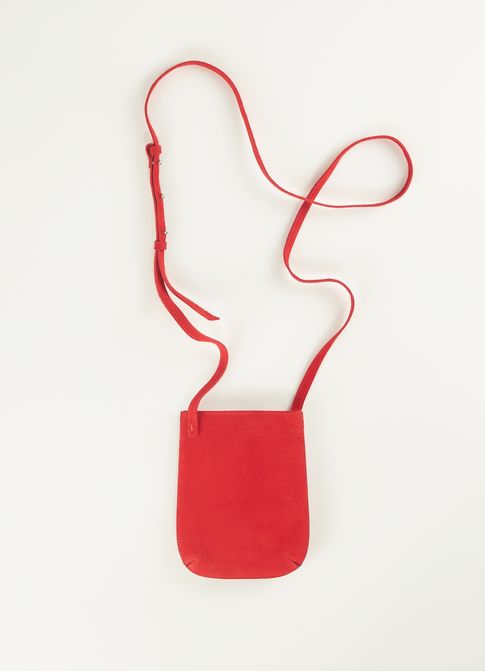 Mini bolsa couro celular vermelho