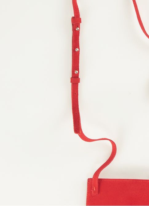 Mini bolsa couro celular vermelho