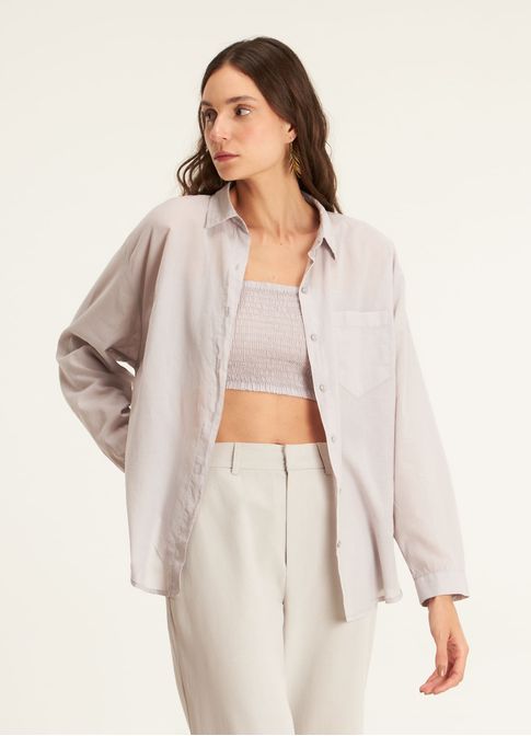 Camisa voil over com top lastex cinza