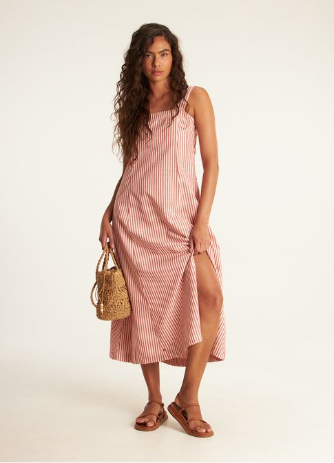 Vestido sarja listrado viva