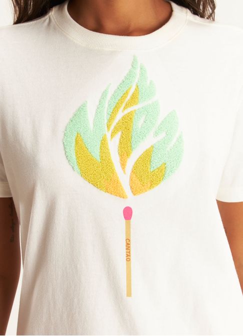 T-shirt classic bordada vivaz off white