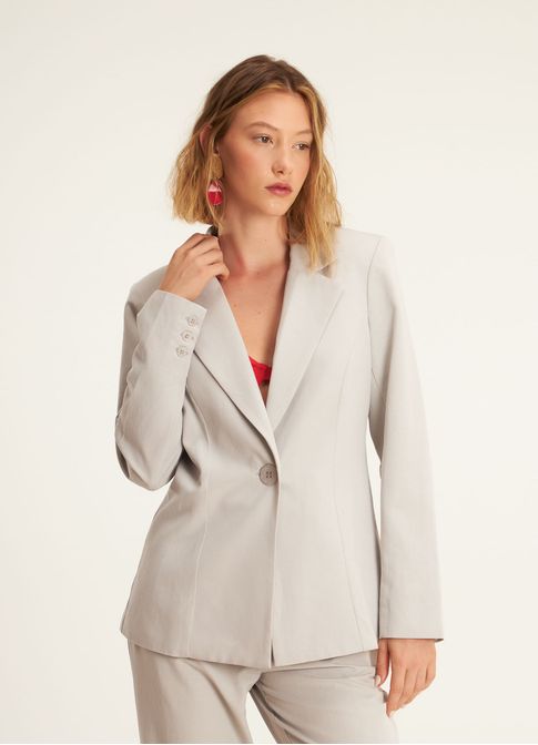 Blazer linho alfaiataria classic cinza