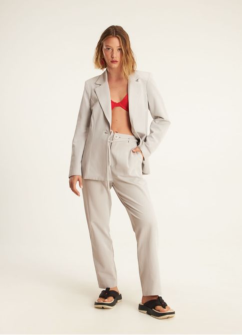 Blazer linho alfaiataria classic cinza
