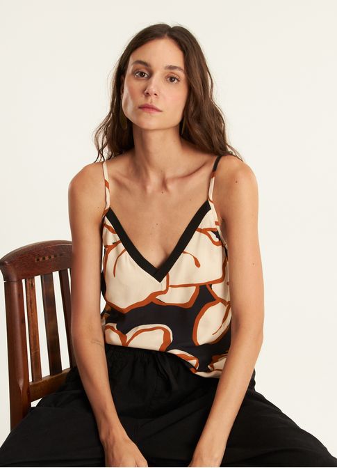 Blusa alcinha estampada espatódea