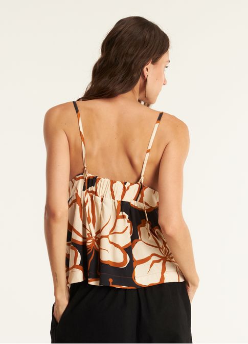 Blusa alcinha estampada espatódea