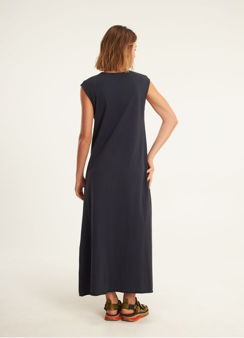 Vestido recortes azul marinho