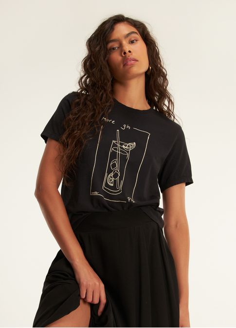 T-shirt slim more gin preto