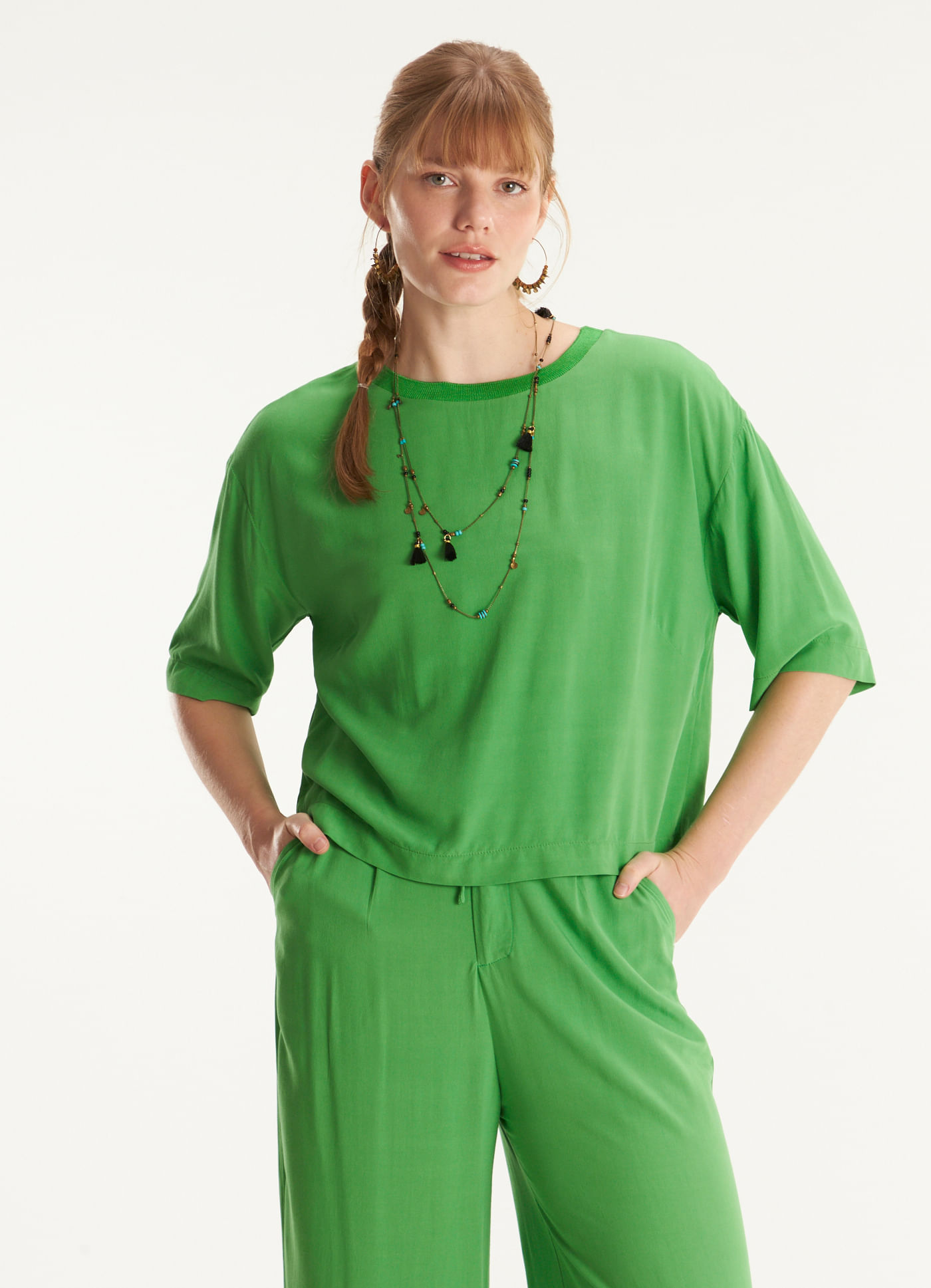 T-shirt viscose leve verde