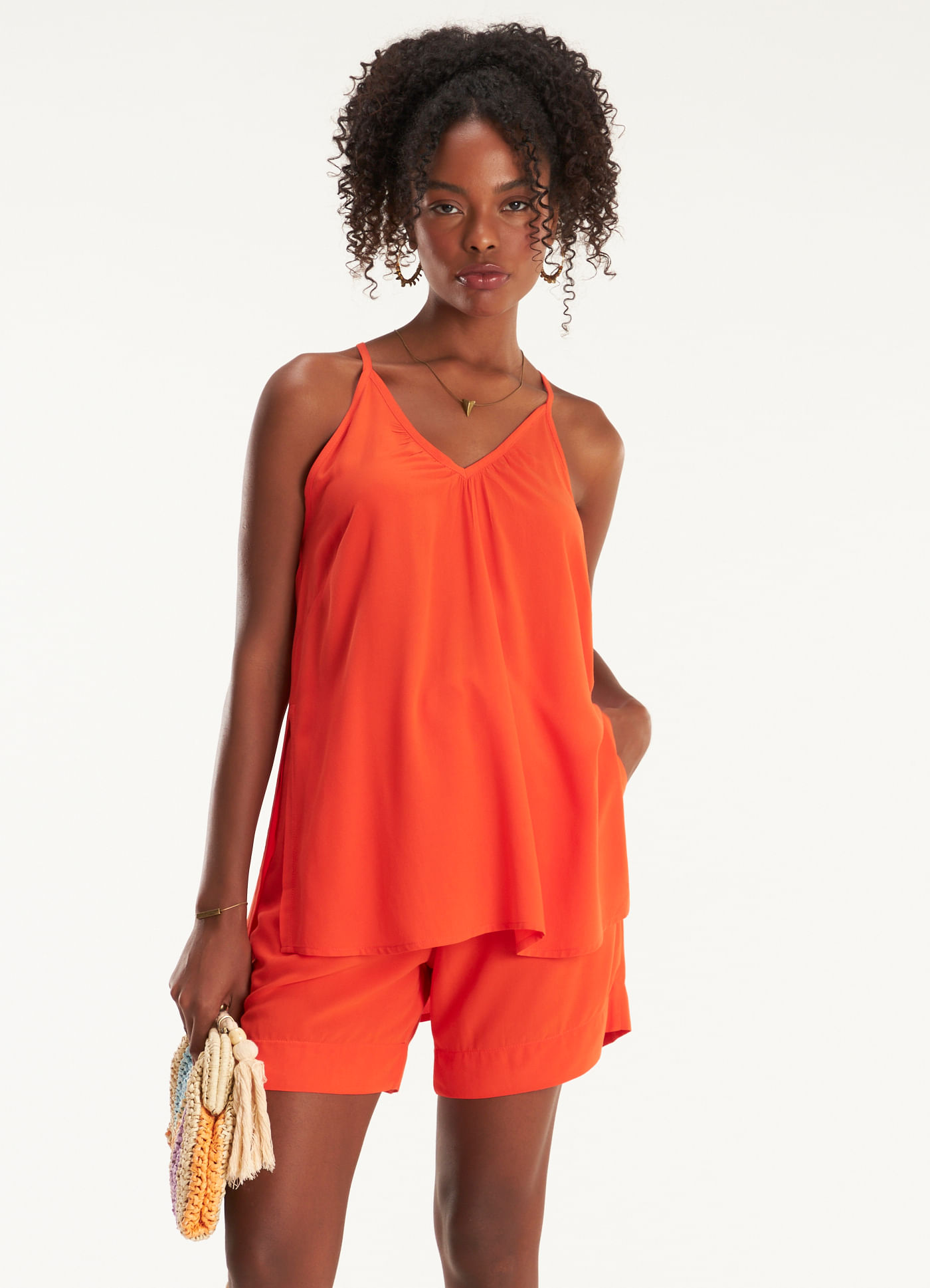 Blusa alça viscose leve vermelho