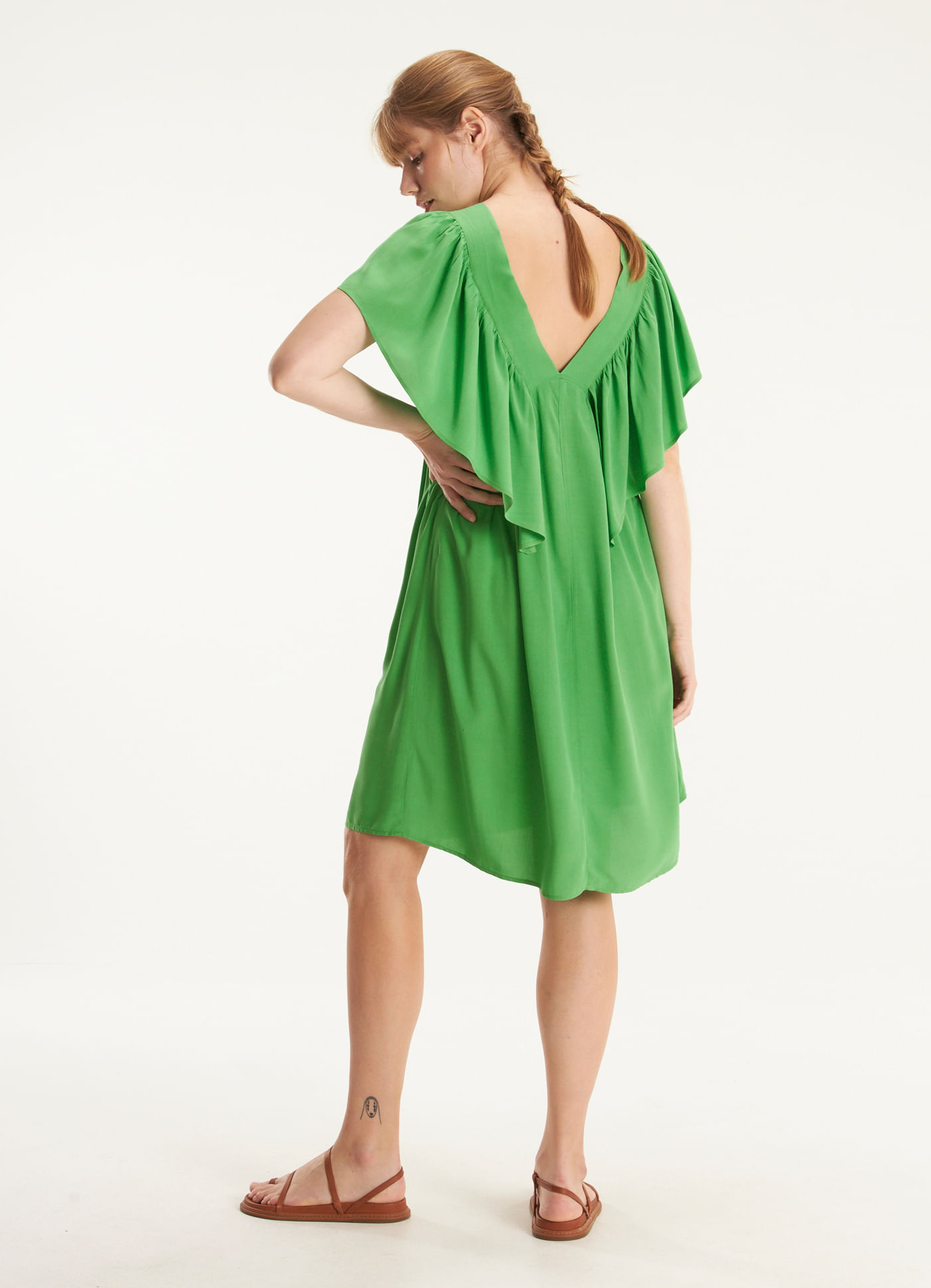 Vestido curto viscose leve verde