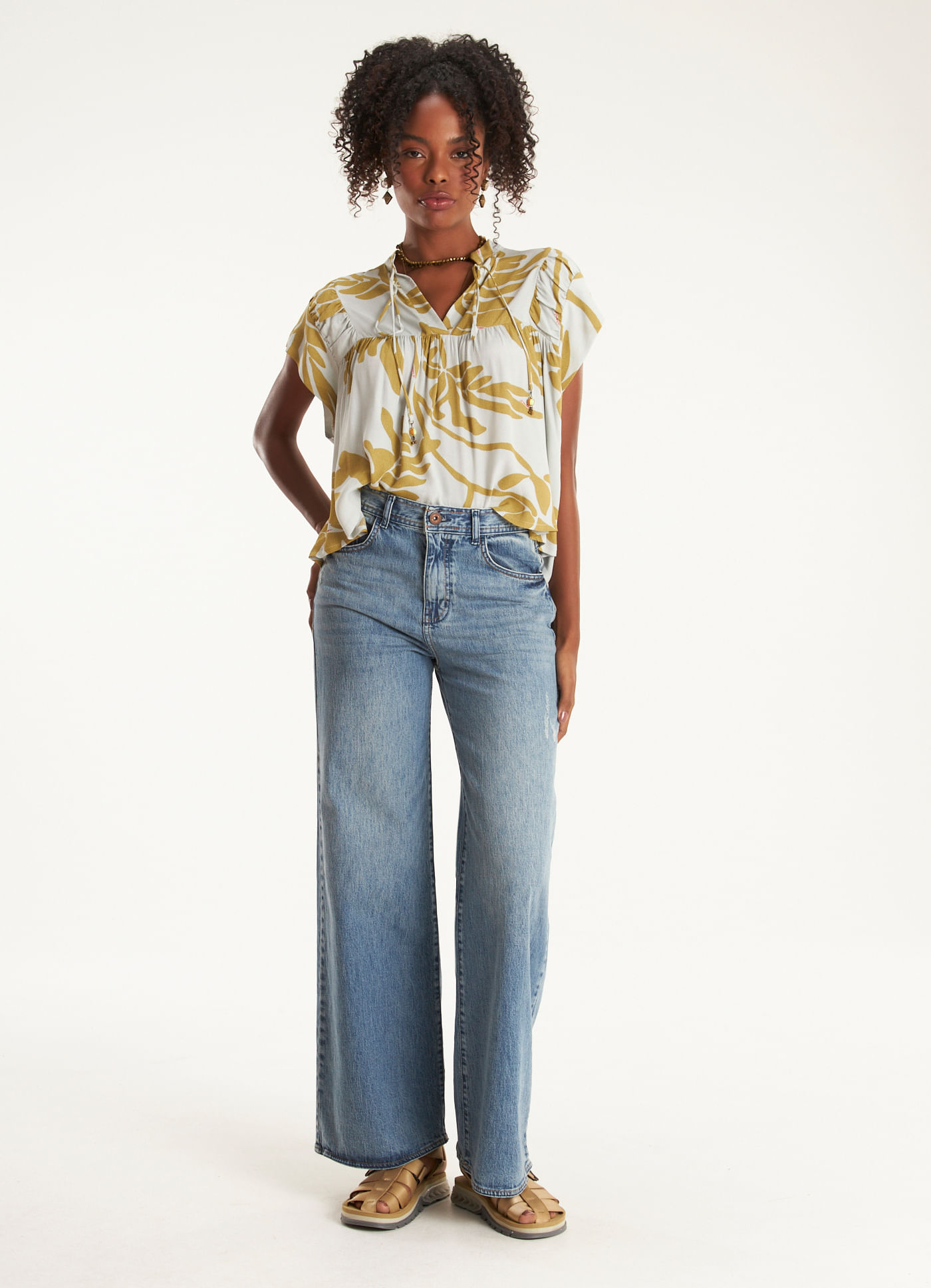 Calça jeans wide leg dirty jeans
