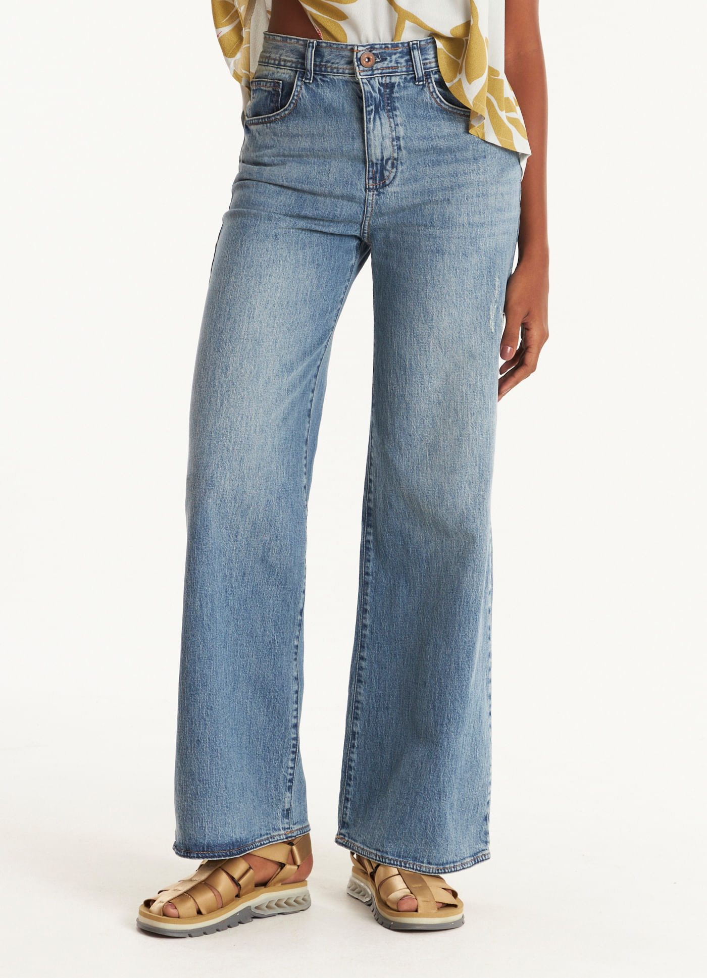 Calça jeans wide leg dirty jeans