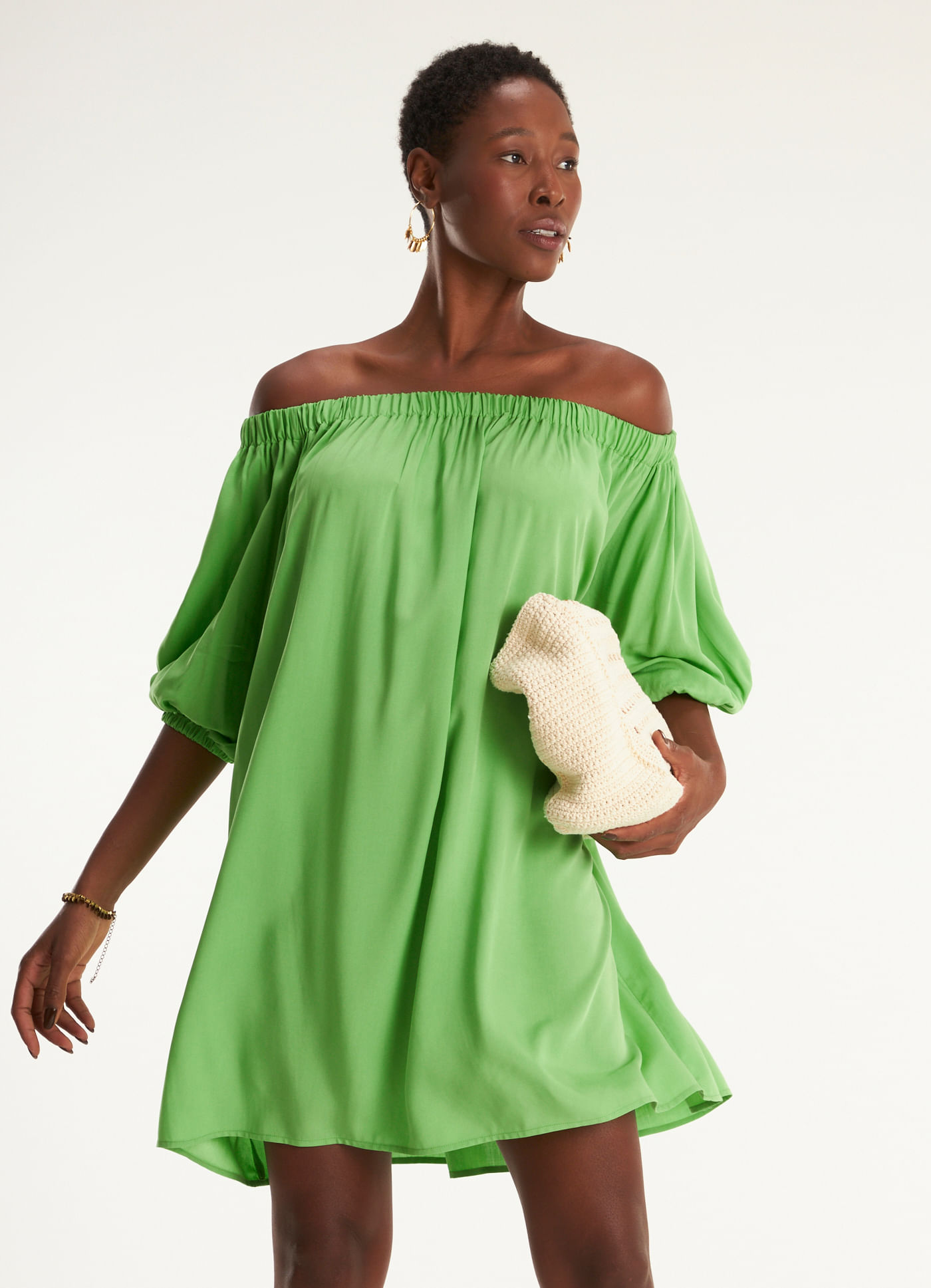 Vestido amplo viscose recomecos verde