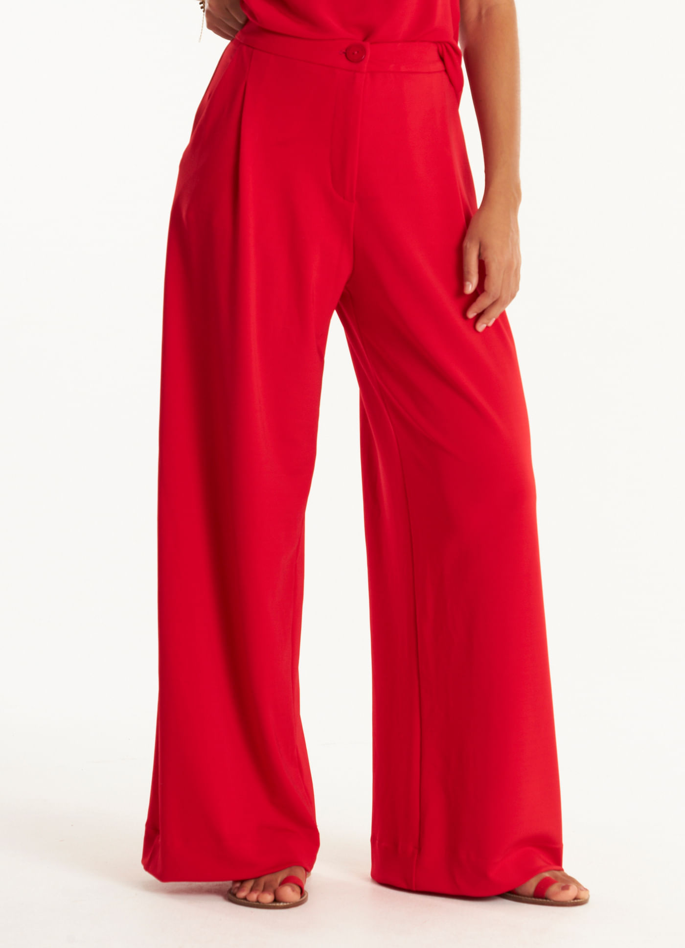 Calca pantalona alfaiataria jersey lab vermelho