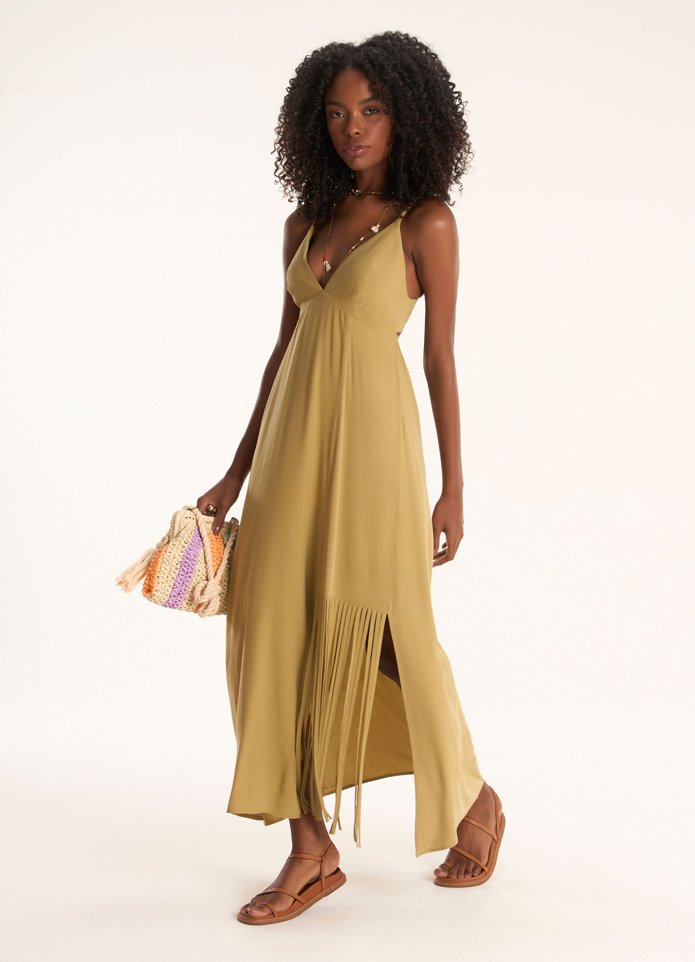 Vestido franjas liocel falesias caqui