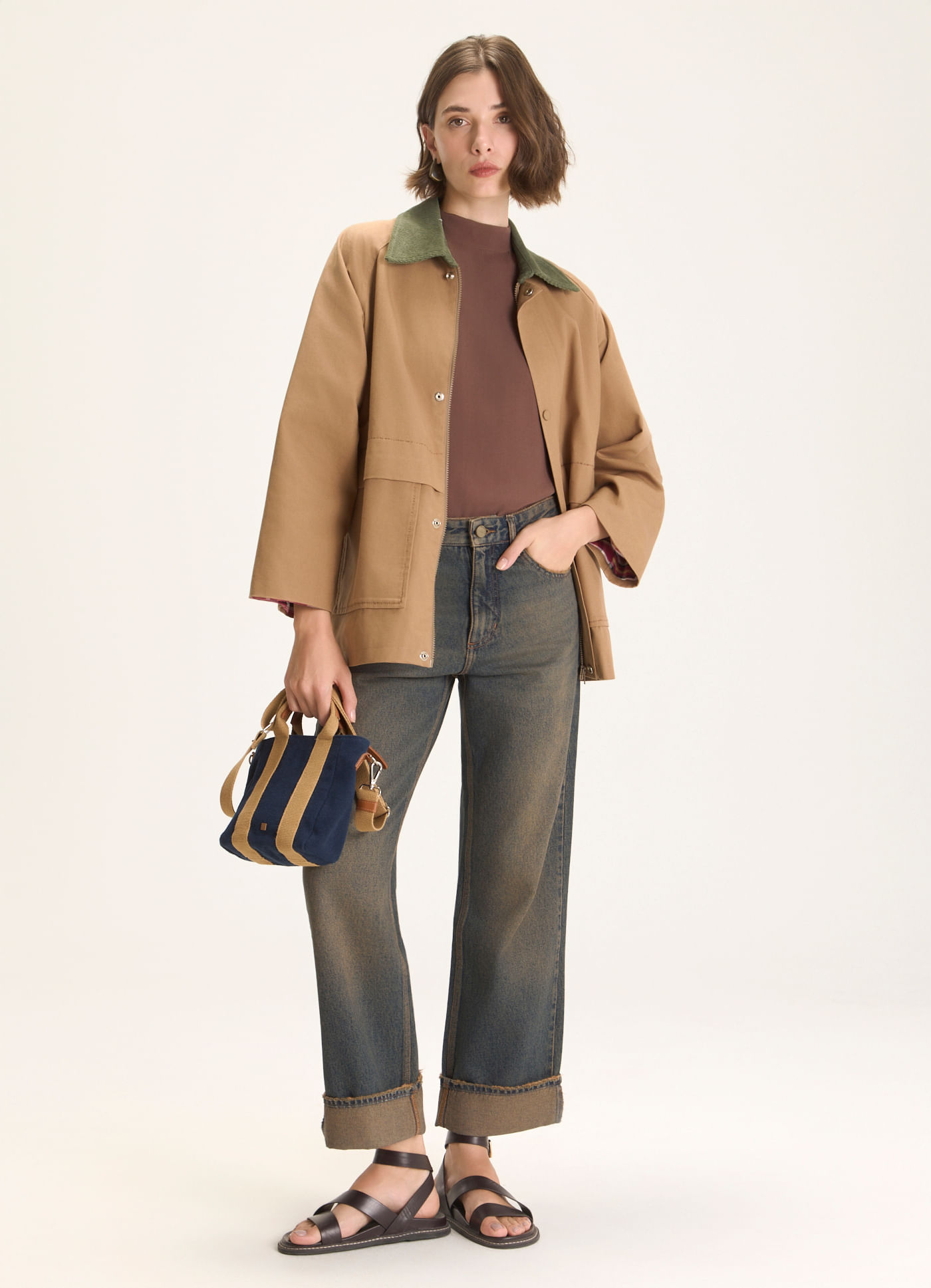 Calça reta brown denim jeans