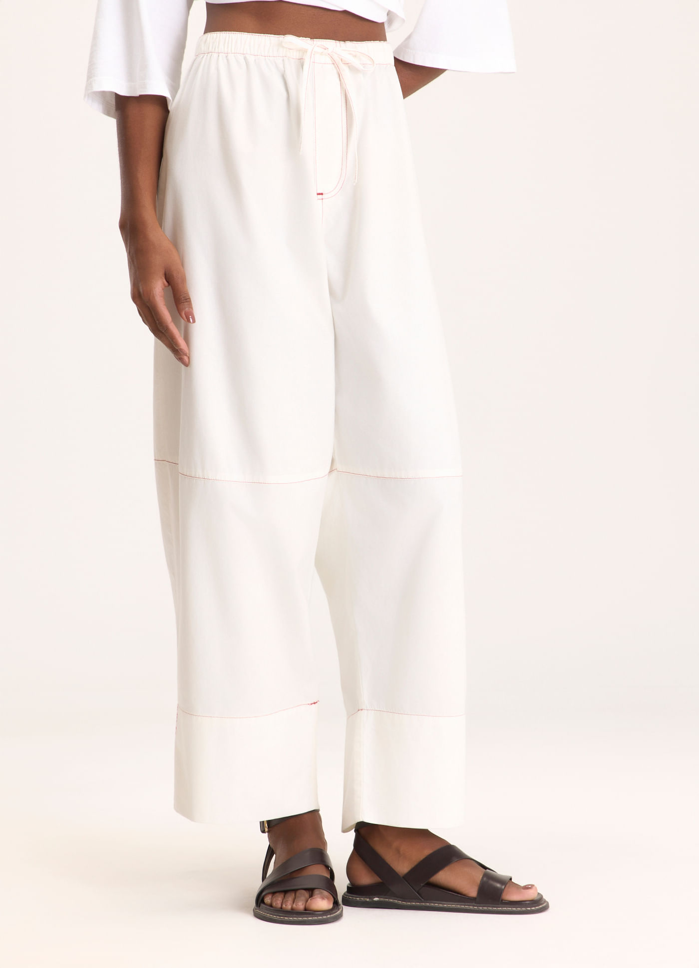Calça sarja maxi barrel delírio branco