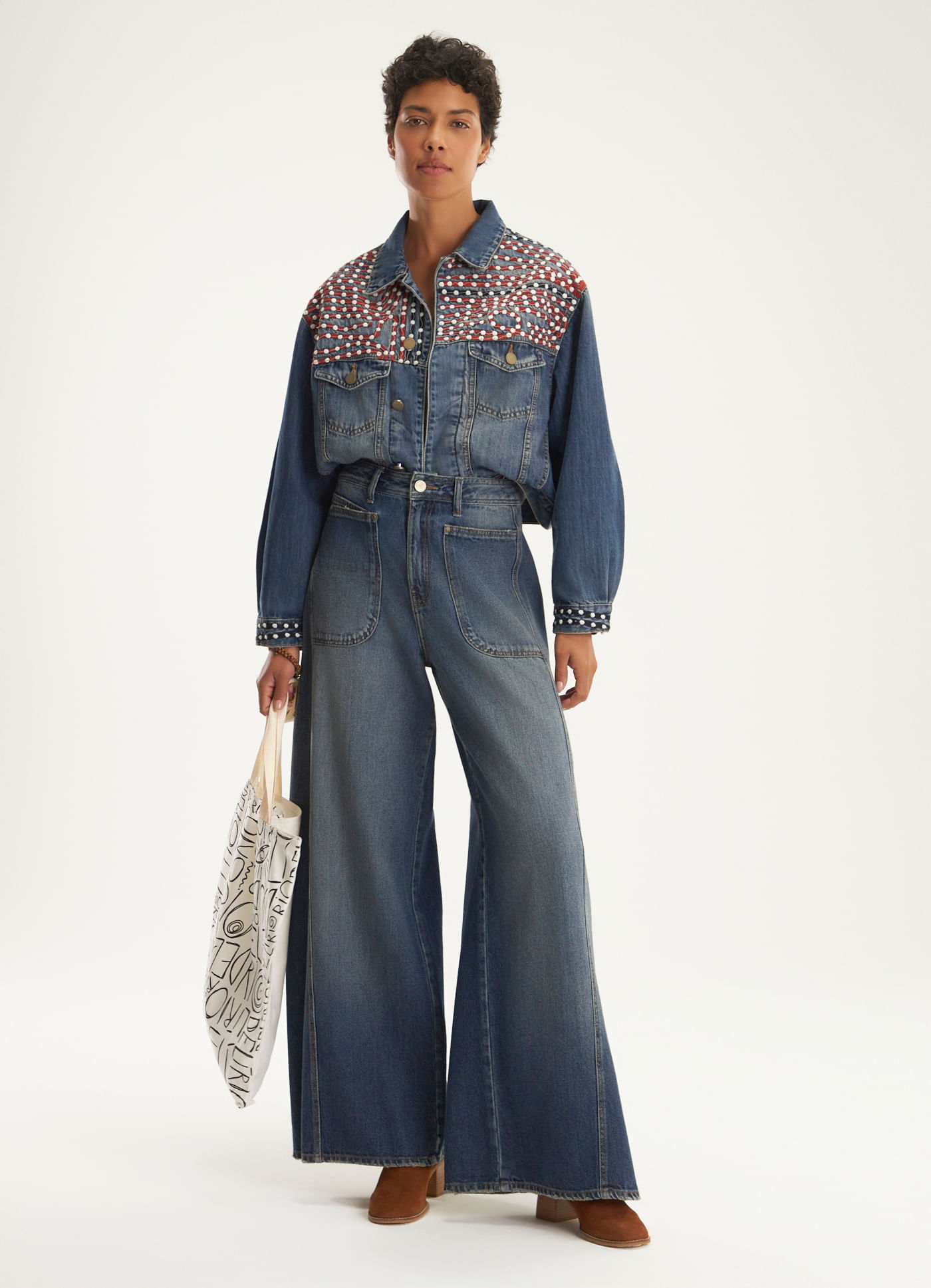 Calça pantalona premium jeans