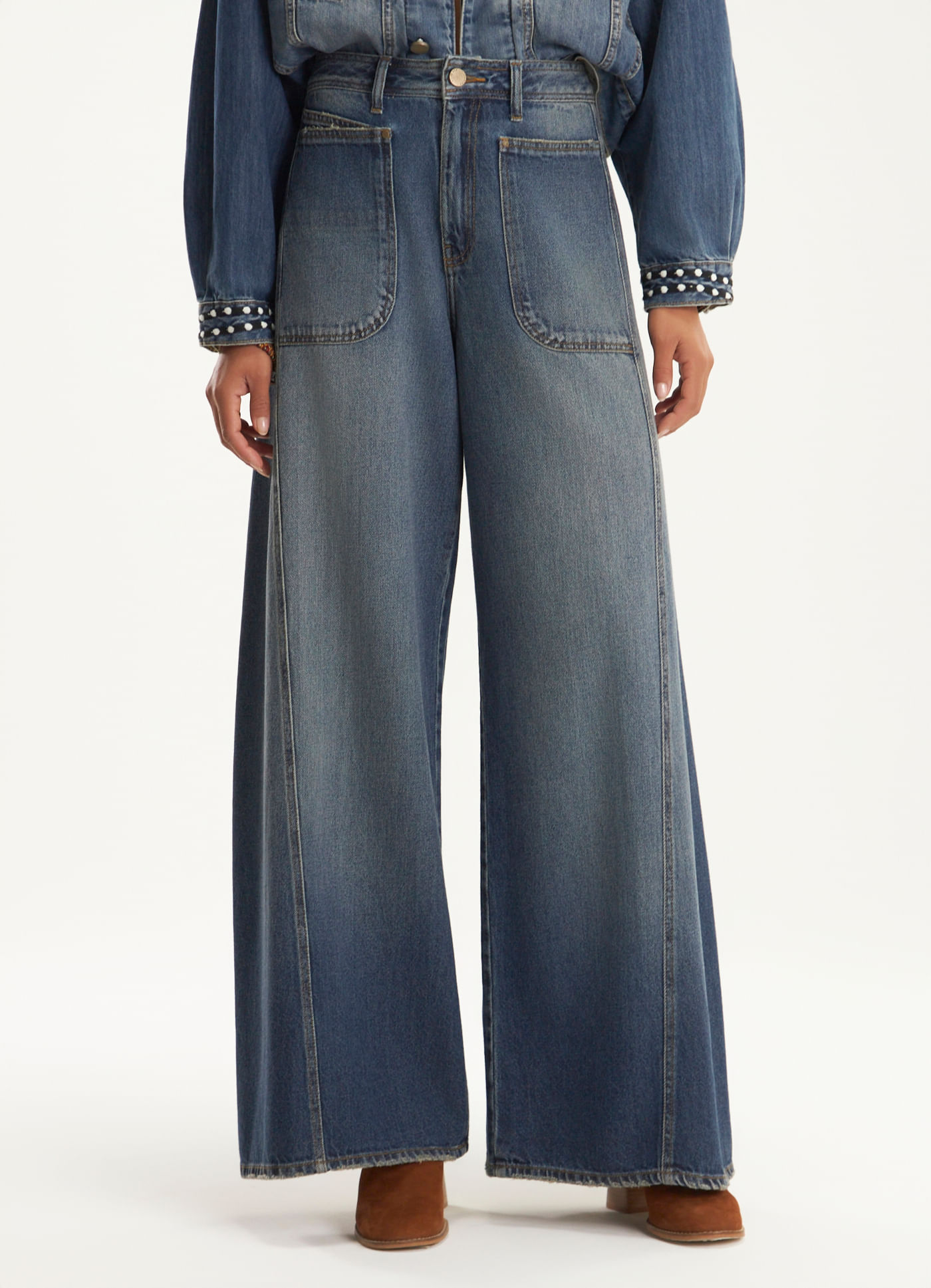 Calça pantalona premium jeans