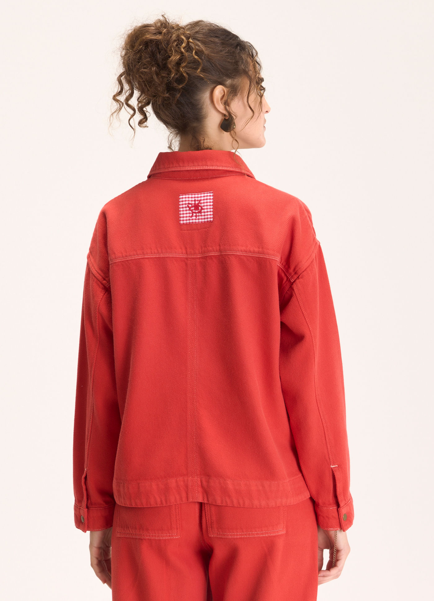 Jaqueta sarja nervuras cotele vermelho